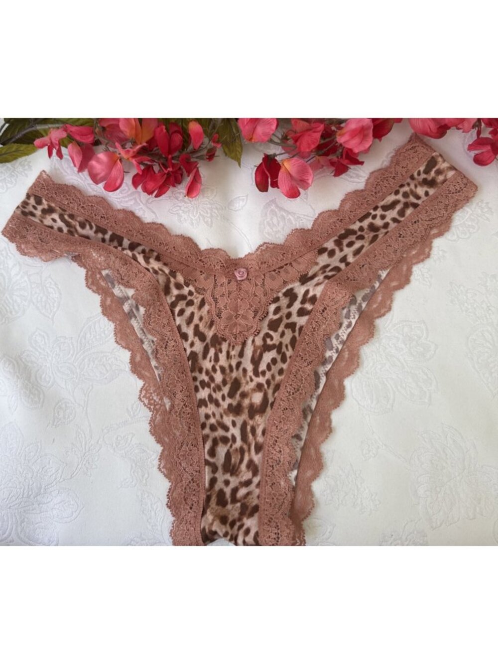 VICTORIA'S SECRET M DREAM ANGELS HI LEG PINK ANIMAL PRINT BRAZILIAN PANTIES NWT